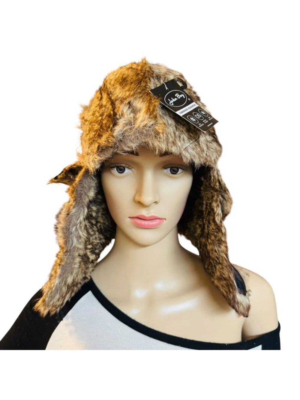 John Boy Handmade Plaid Faux Fur Trapper Hat